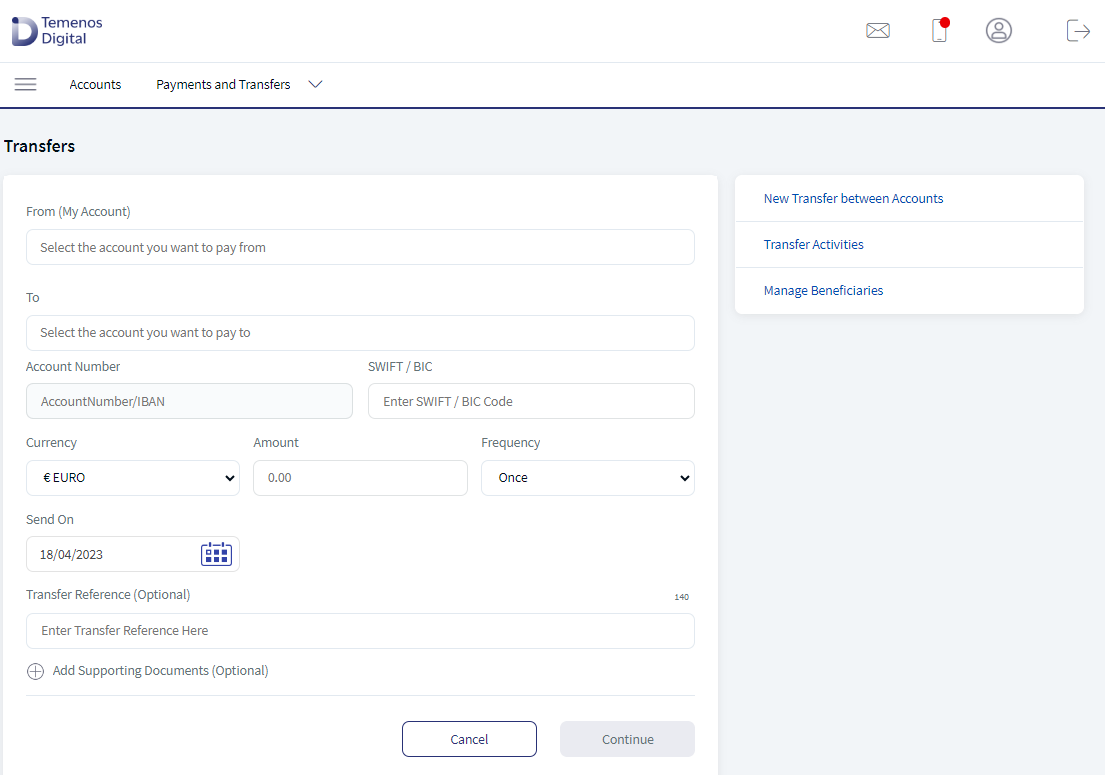 Transfers between accounts